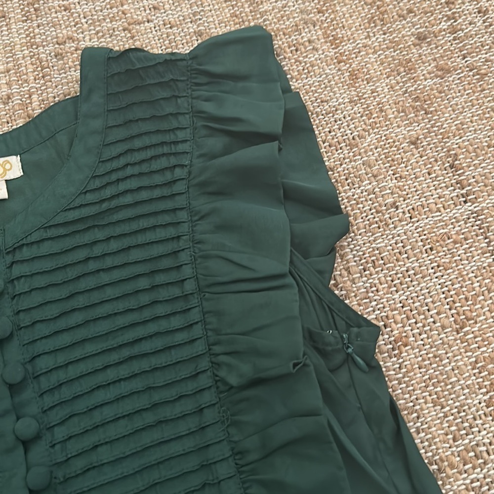 Ya Los Angeles Dark Green Ruffle Dress Medium - Picture 5 of 7